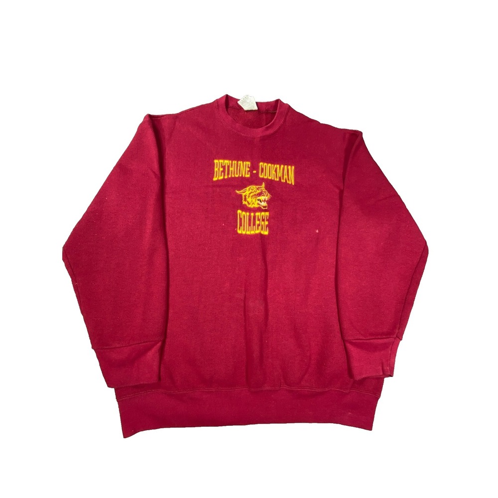 VTG Bethune-Cookman College Pullover Sweater XL Red Graphic HBCU Crewneck Fleece